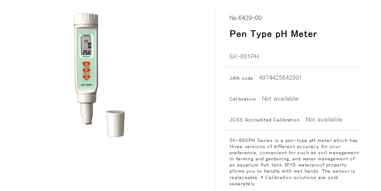Ichiban Precision Sdn Bhd Sato Sato Pen Type Digital pH Meter Model SK660PH (Display of pH